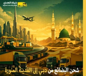 أرخص شركة نقل بضائع جافة وتجارية وصناعية من دبي إلى المدينة المنورة
