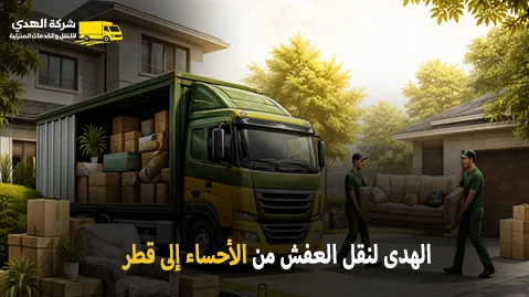 International furniture moving company from Al Ahsa to Qatar شركة الهدى للنقل والخدمات المنزلية أفضل شركة نقل عفش دولي بري وفك وتركيب وتغليف وتخزين وتحميل من الأحساء إلى قطر 0539600777