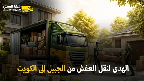 شركة الهدى للنقل والخدمات المنزلية أفضل شركة نقل عفش دولي وفك وتركيب وتغليف وتخزين من الجبيل إلى الكويت 0539600777