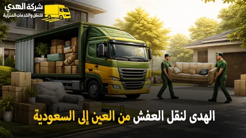 شركة الهدى للنقل والخدمات المنزلية أفضل شركة نقل عفش دولي بري من العين الى السعودية