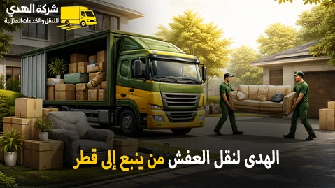 شركة الهدى للنقل والخدمات المنزلية أفضل شركة نقل عفش دولي بري وفك وتركيب وتغليف وتخزين من ينبع إلى قطر